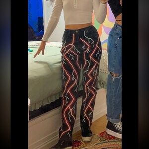 red/white lightning pants